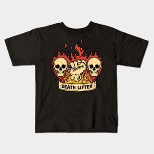 Skull Barbell Flaming Kids T-Shirt